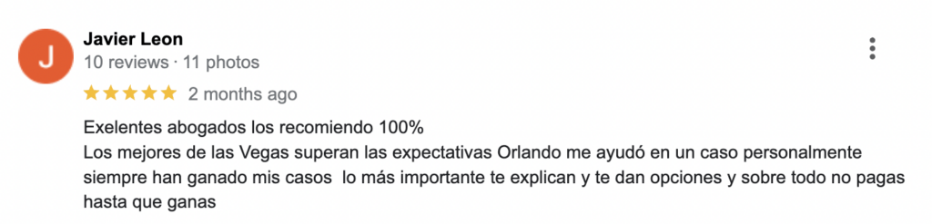 Reseña de nuestro abogado de lesiones personales en Las Vegas